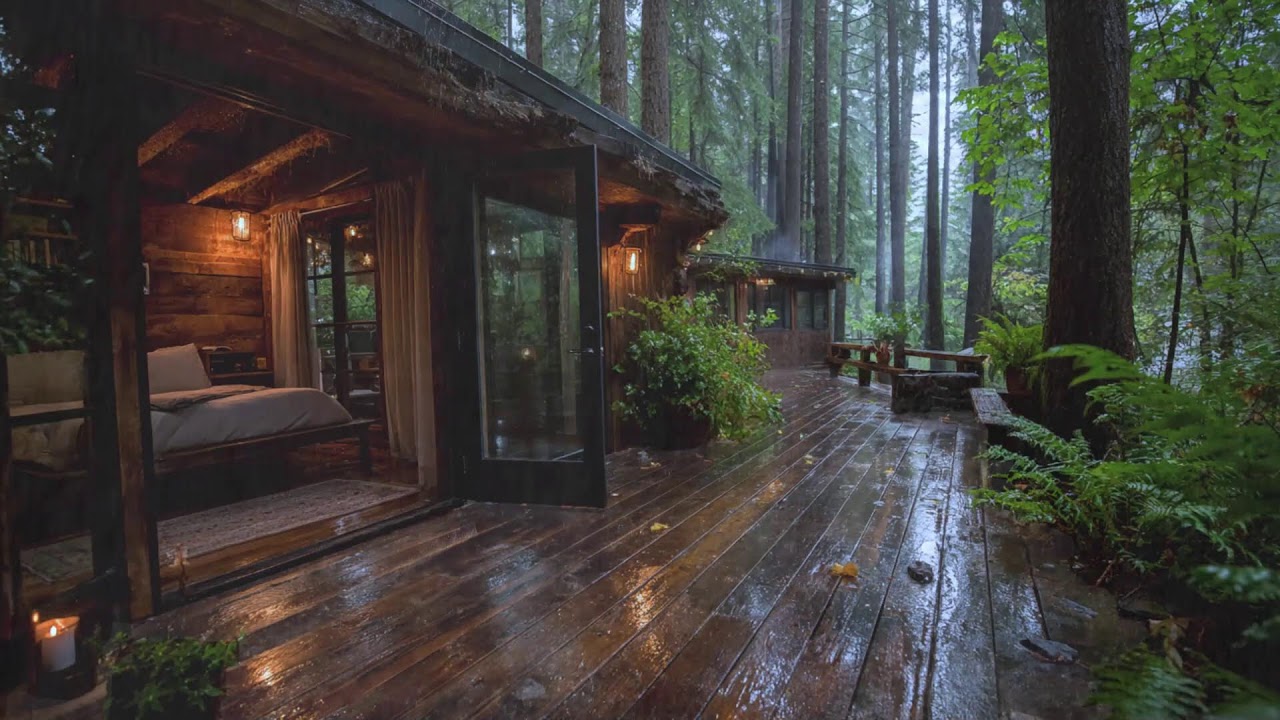 Peaceful Rain Sounds at a Cozy Wooden Cabin | Sleep Instantly & Reduce Anxiety