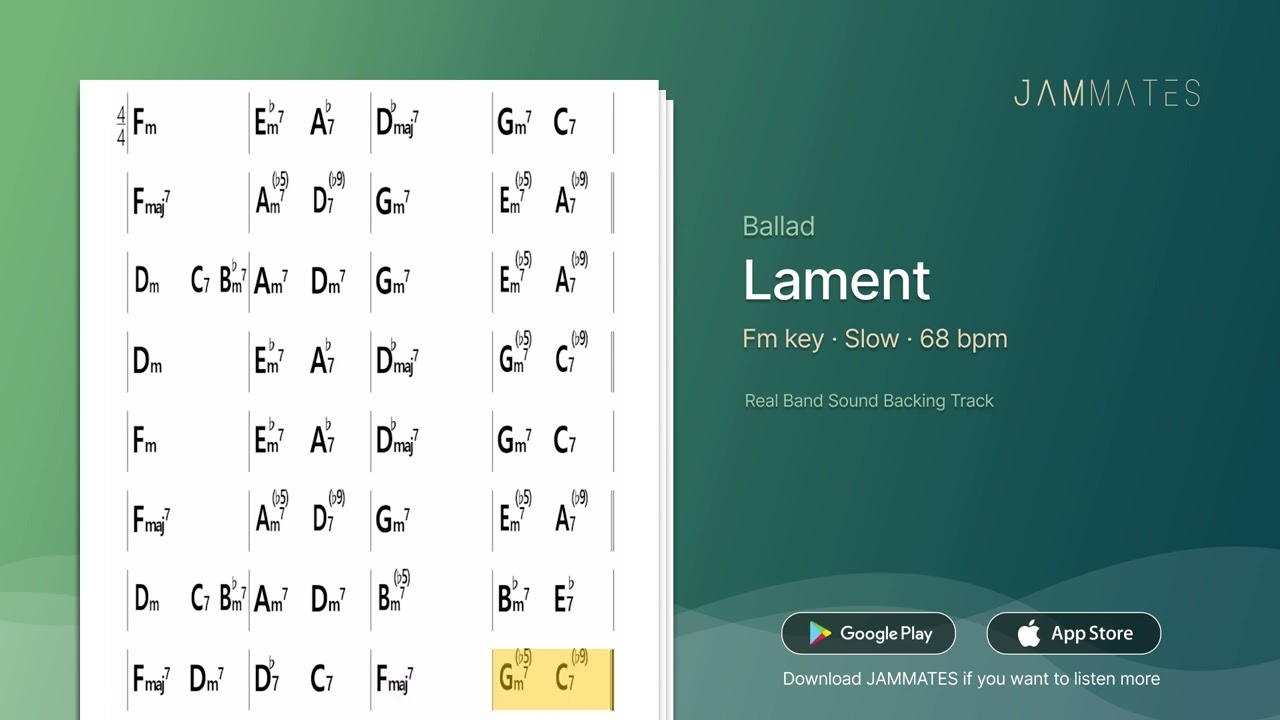 [JAZZ STANDARD] Lament (Fm, 68bpm, Ballad) I Jazz Backing Track