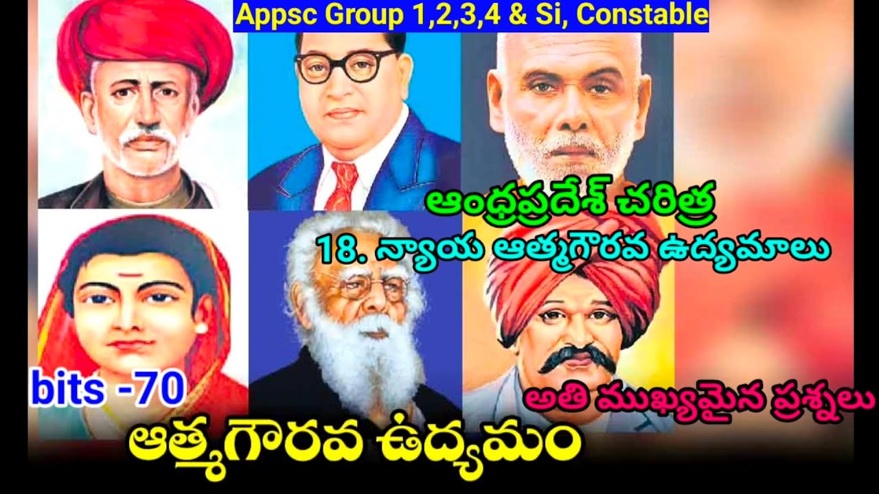 న్యాయ, ఆత్మ గౌరవ ఉద్యమాలు || ఇండియన్ హిస్టరీ - Group- 1,2,3,4 ,Si, constable and competative Exams.