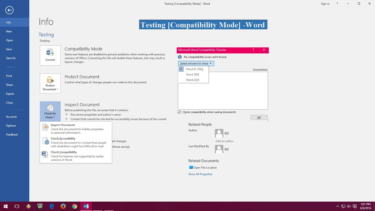 MS Word: How to Find, Convert/Upgrade Compatibility Mode (Old to New Version)