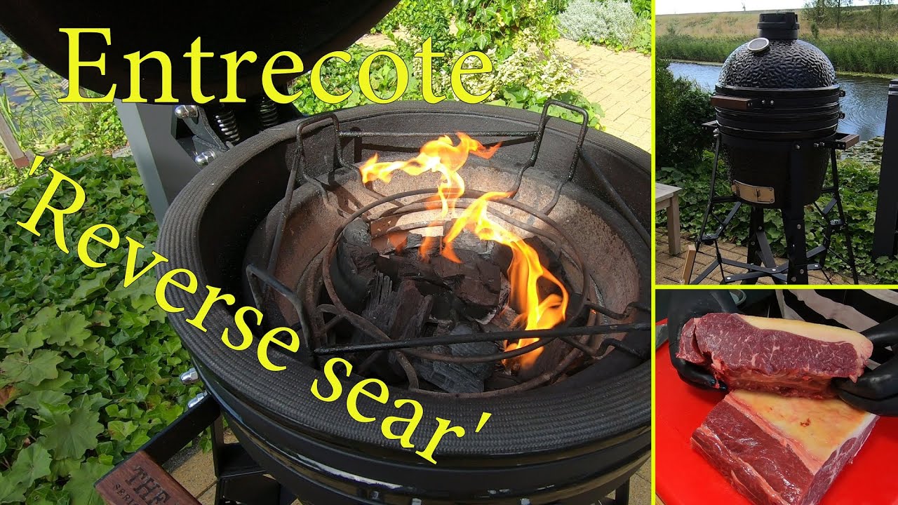 Entrecote, sirloin, steak on the barbeque, low and slow. Reverse sear.