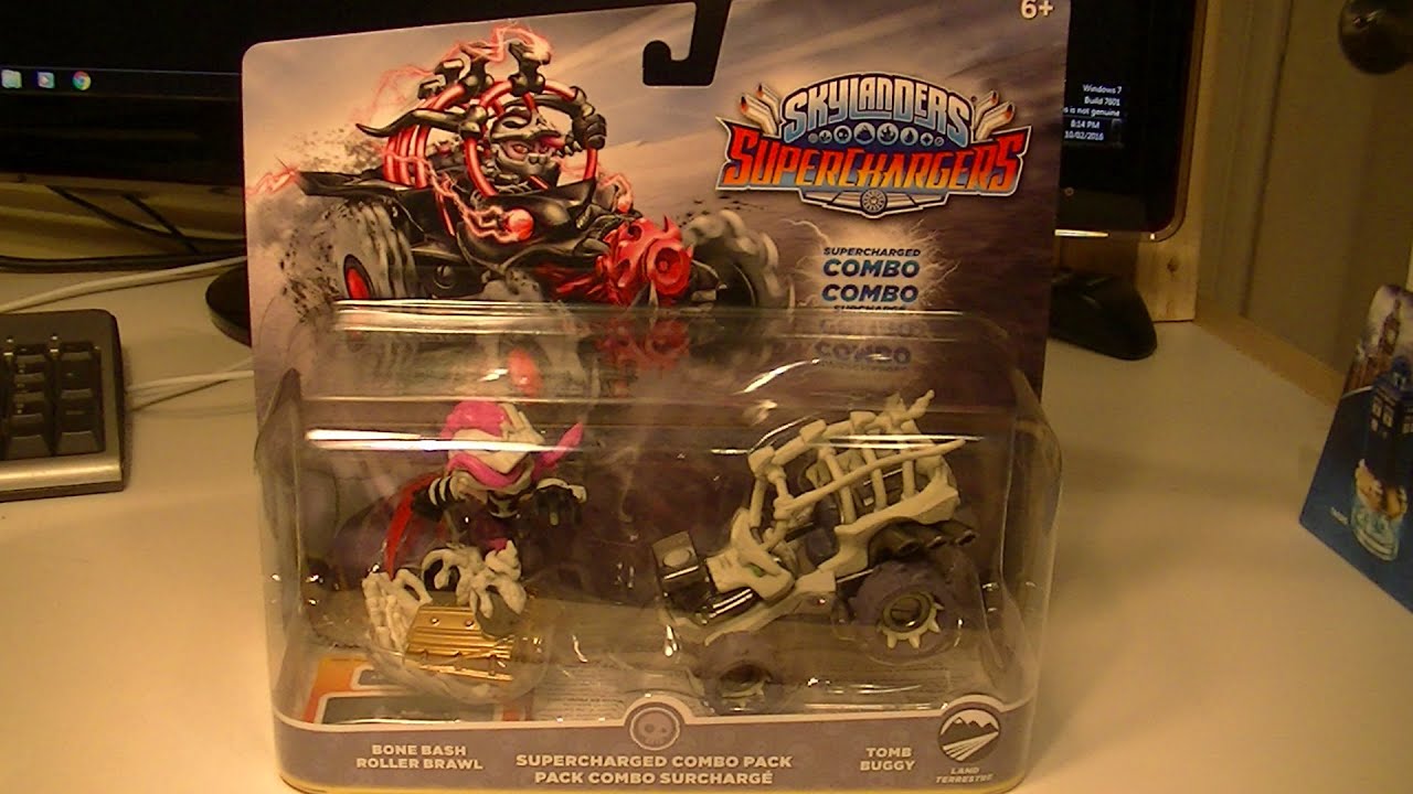 SKYLANDERS SUPERCHARGERS BONE BASH ROLLER BRAWL AND TOMB BUGGY COMBO PACK UNBOXING