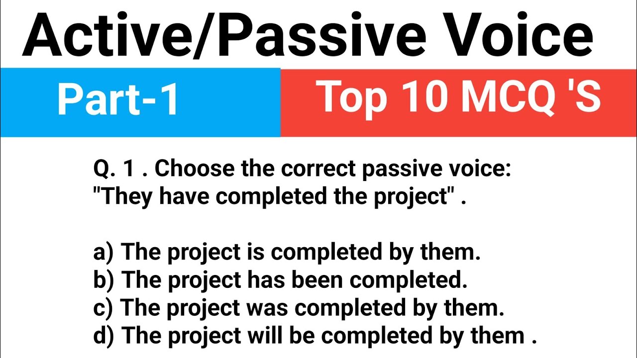 Voice Top 10 MCQ 'S Questions Part -1 Best Active/Passive voice Practice set 