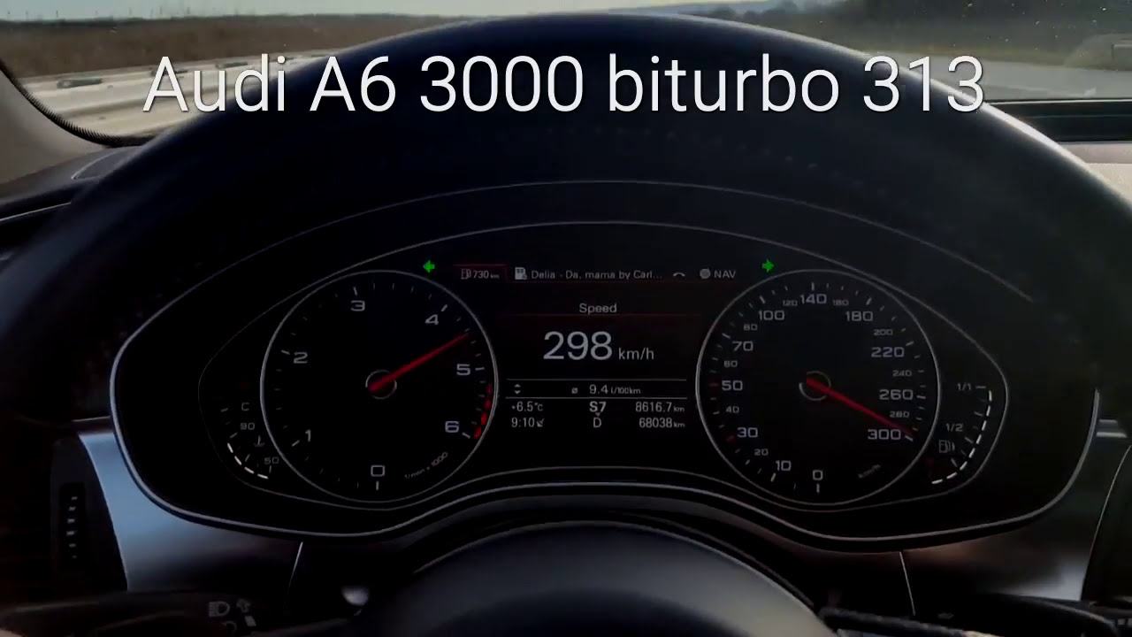 Audi A6(2014) biturbo 313cp TDI      0-300 km/h acceleration.