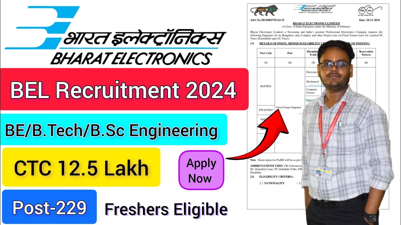 BEL Recruitment 2024 | BEL Recruitment 2024 Form Fill Up | BEL Recruitment 2024 Apply Online