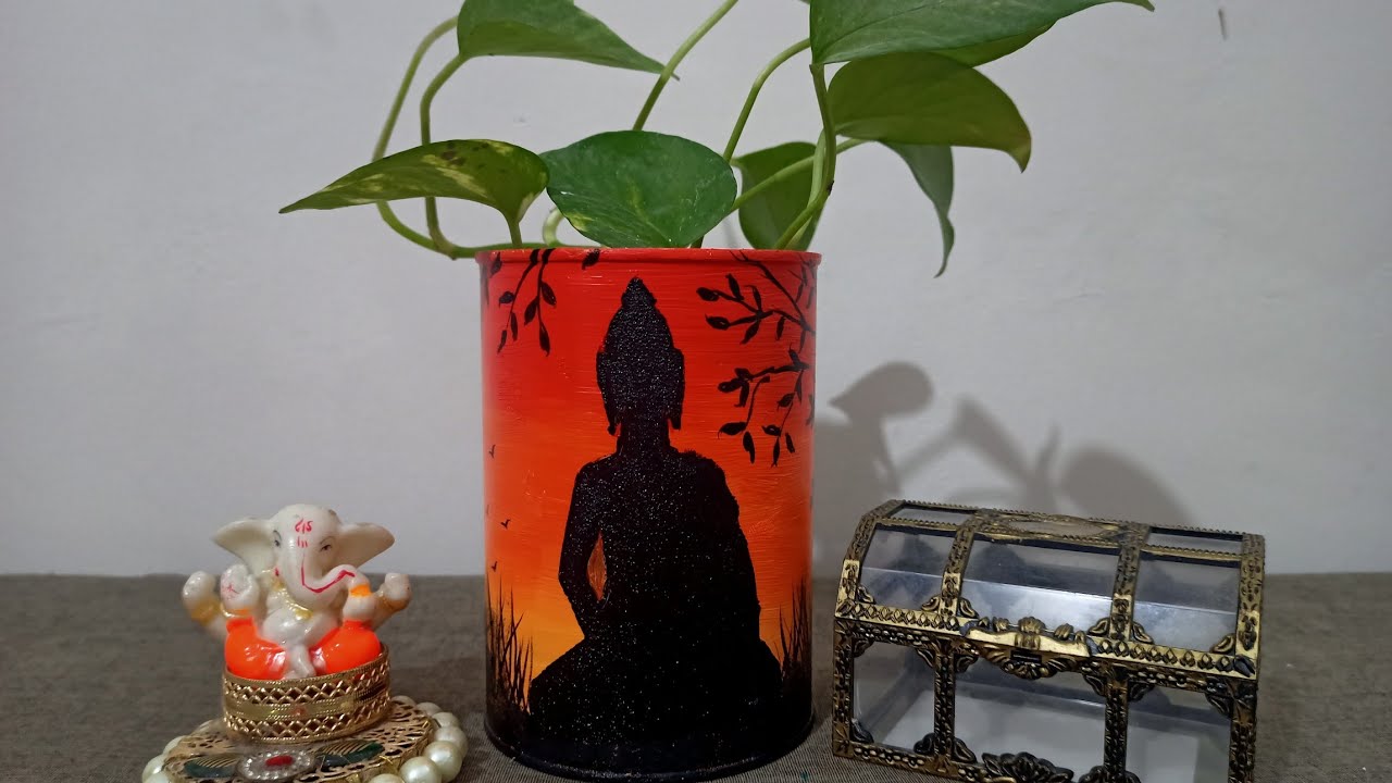 Easy Acrylic painting on tin can/tin can makeover/ Best out of waste/ DIY art