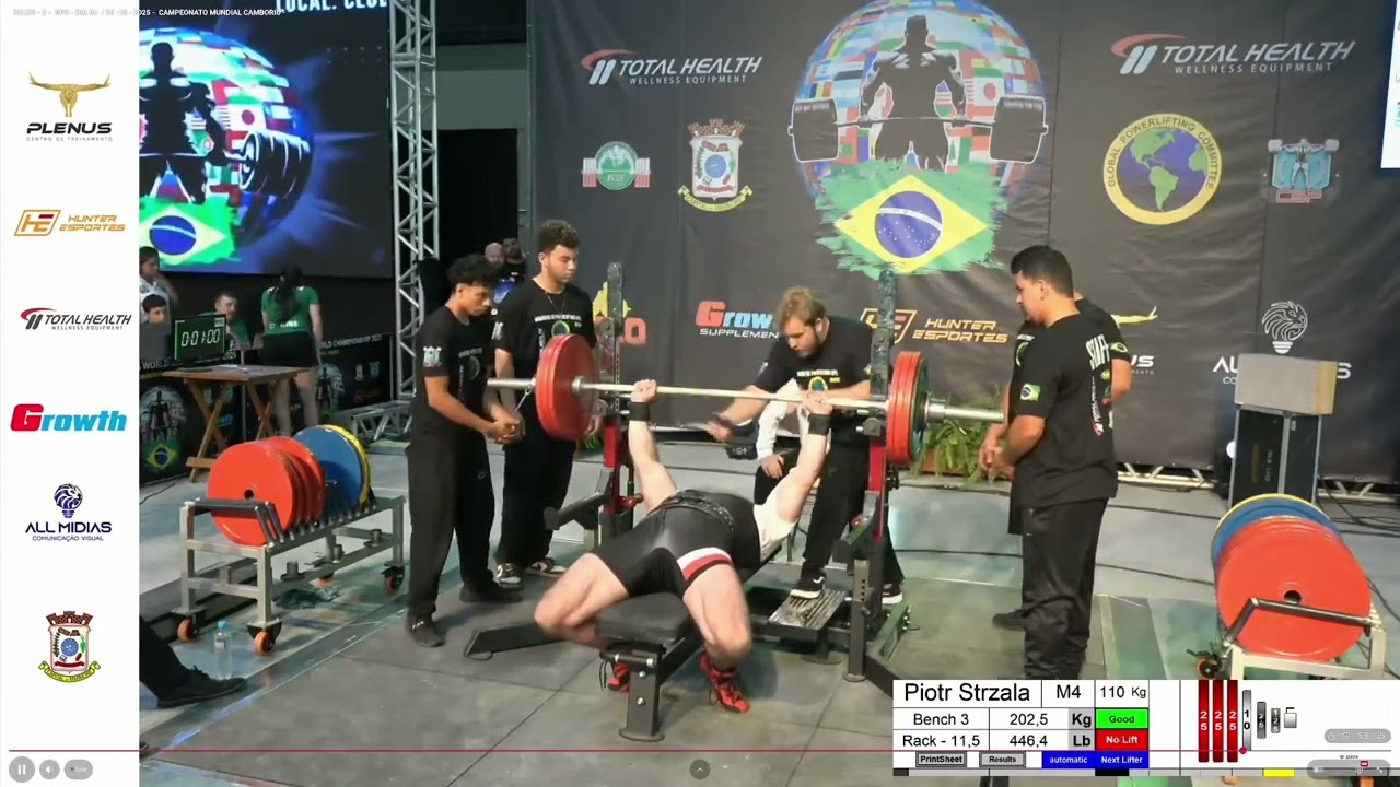 Piotr Strzała - Wyciskanie Leżąc 202.5 kg / pr&oacute;ba 