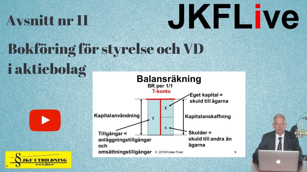 JKFLive Avsnitt 11 Bokföring för styrelse och VD i aktiebolag