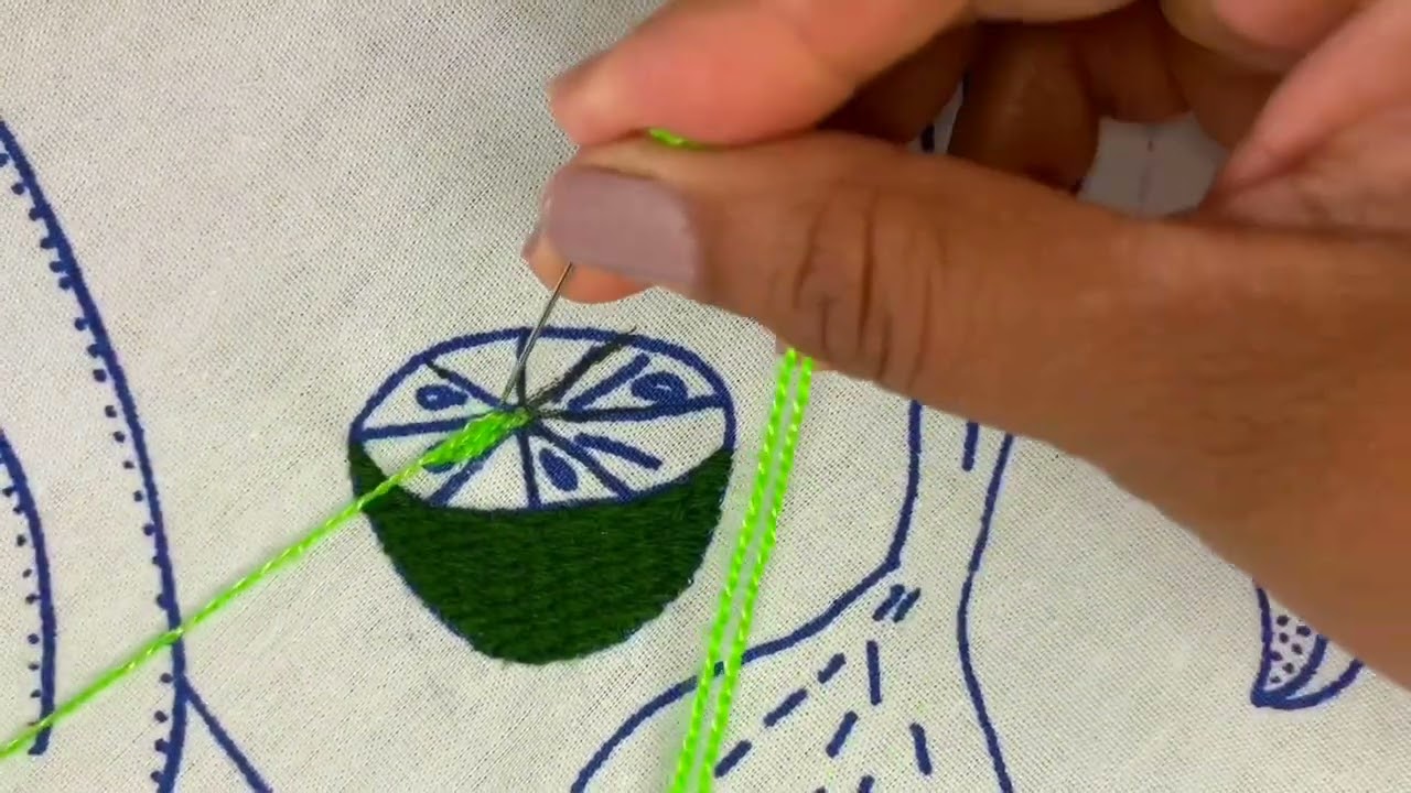 Bordado de limón puntada fácil 🍋paso a paso
