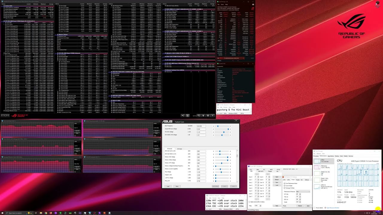 R9 9950X #0111 B650E-I PBO CO 8000MT/s C38 v1.0a Swap APU P95 Large FFT