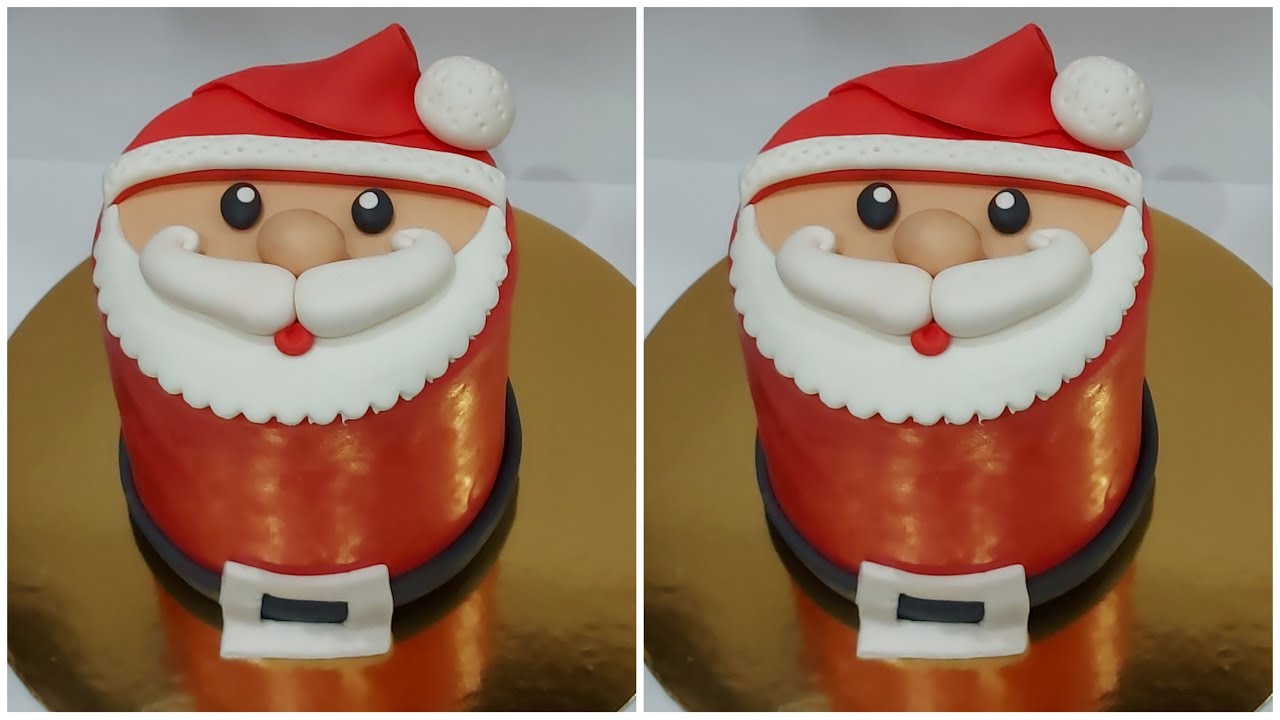 كيك كريسماس، كيكة راس السنة 2022,دزاين كيك بعجينة السكر ،Santa Claus cake