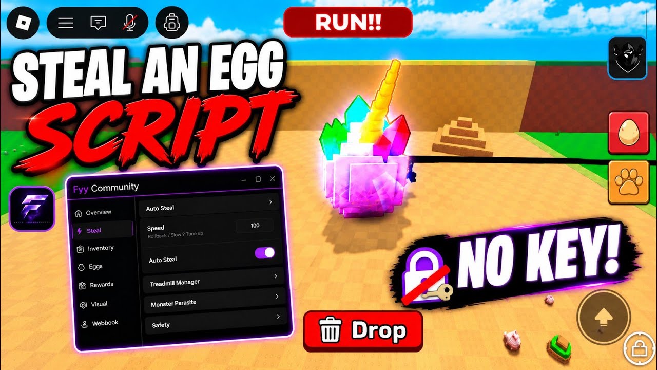 Steal an Egg Script - NO KEY | Auto Steal Egg, Instant Steal, Auto Parasite Egg, Fly Steal Anti Hit!