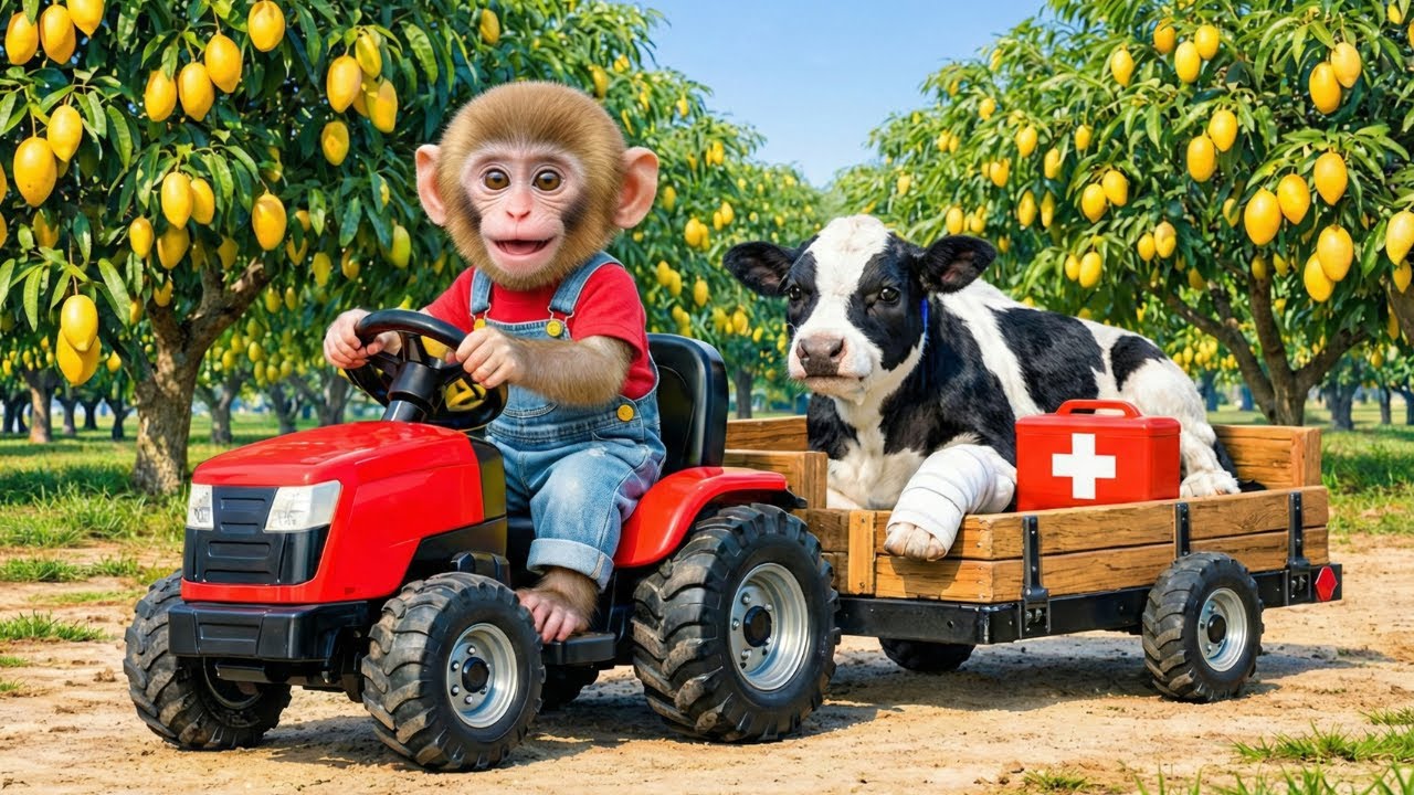 🐒🐄💔 Monkey Mr Piku Rescues Crying Cow in Pain with Tractor… His Kindness Will Make You CRY! 😭💕