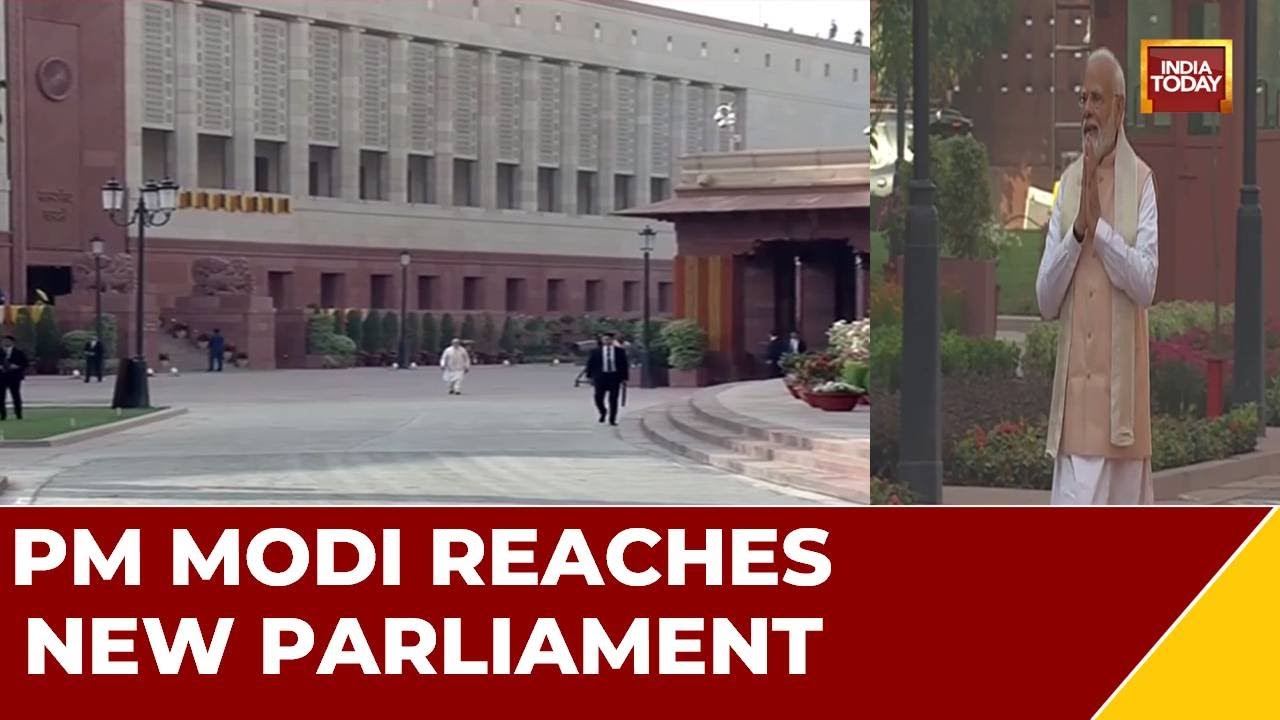 Watch Exclusive Visuals OF PM Modi Reaching New Parliament For The Inauguration Of New Parliament