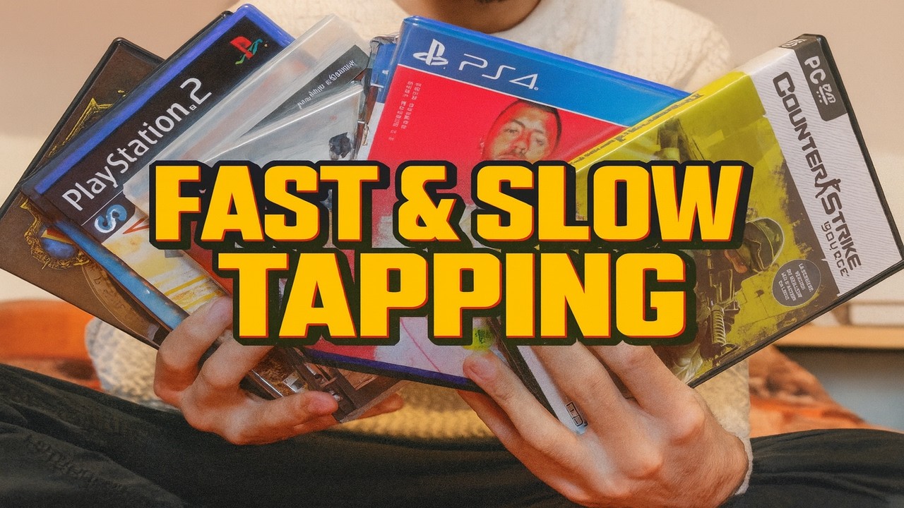 Fast & Slow Game Case Tapping ASMR • Sticky Finger Triggers 🎮✨#asmr  #videogames #fastasmr #relax
