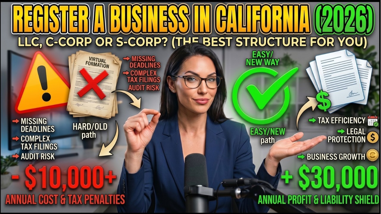 How To Register A Business in California in 2026 (LLC, C-Corp or S-Corp) Start A Business in CA