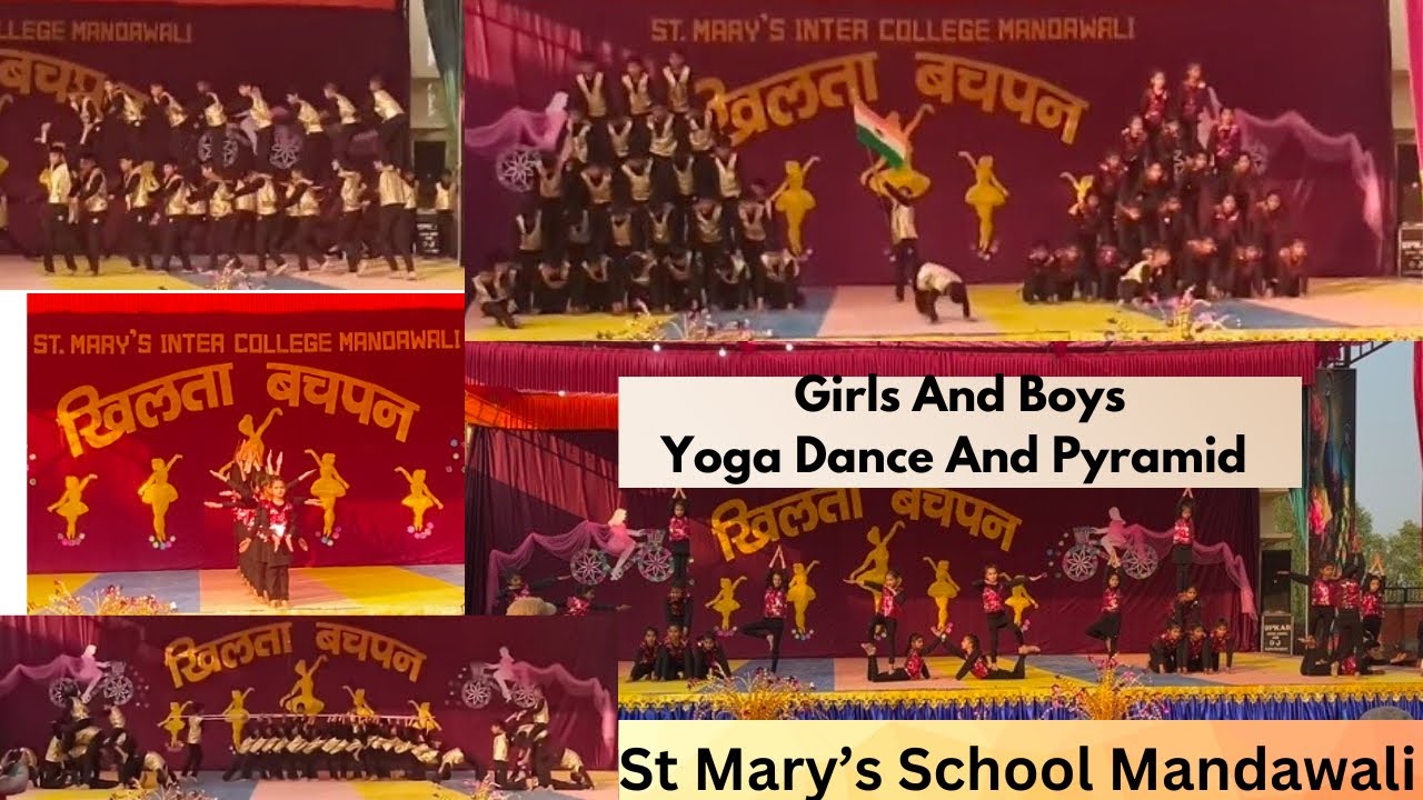 Girls And Boys Yoga Dance Pyramid 🧘🏻‍♂️|| St Mary’s School Mandawali #ptwalemukulsir