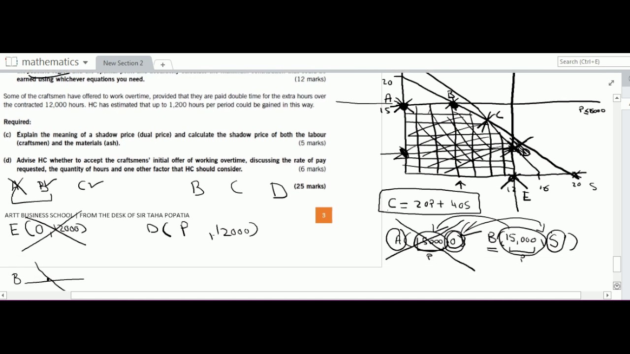 linear programming past paper higgins company part 3 of 4