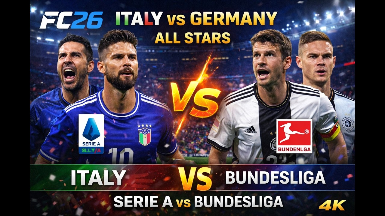 FC26 All Stars 4K | Serie A vs Bundesliga – Italy vs Germany Full Match