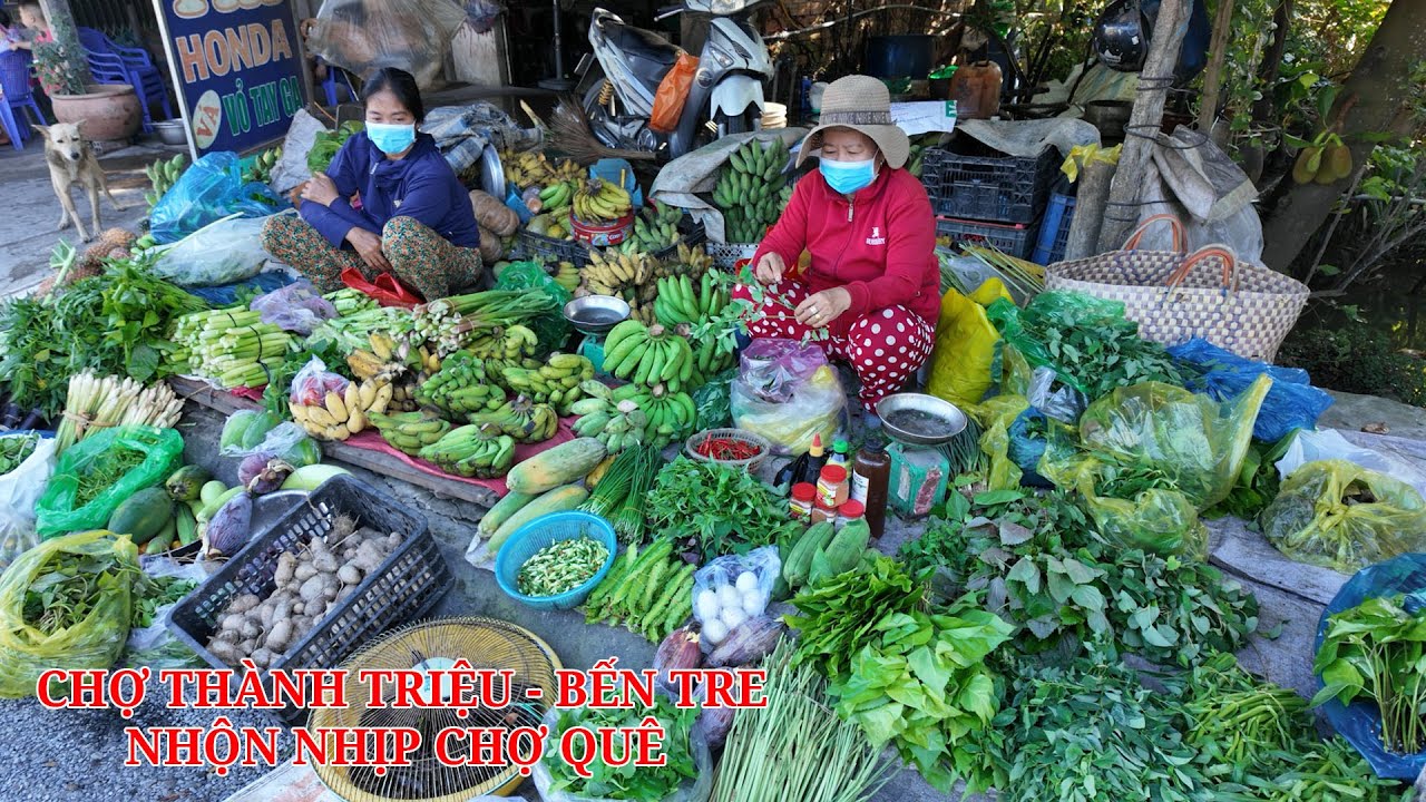 Chợ Thành Triệu Bến Tre - Rau củ trái cây vườn tràn ngập chợ quê những ngày cuối năm