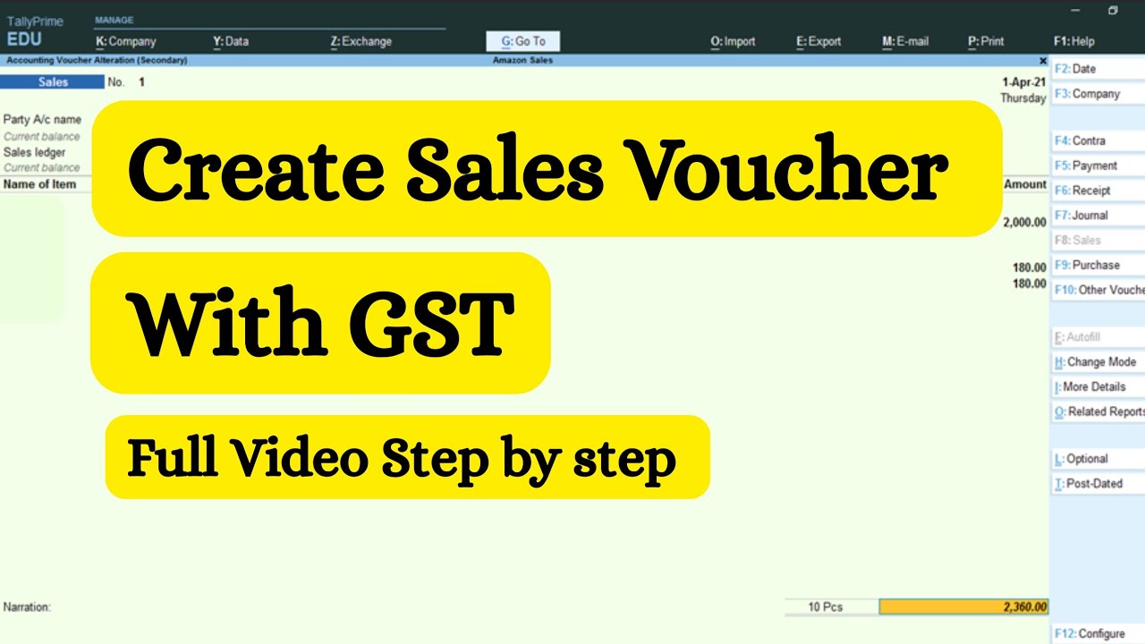 Sales Voucher with GST in Tally Prime | Step-by-Step Tutorial 