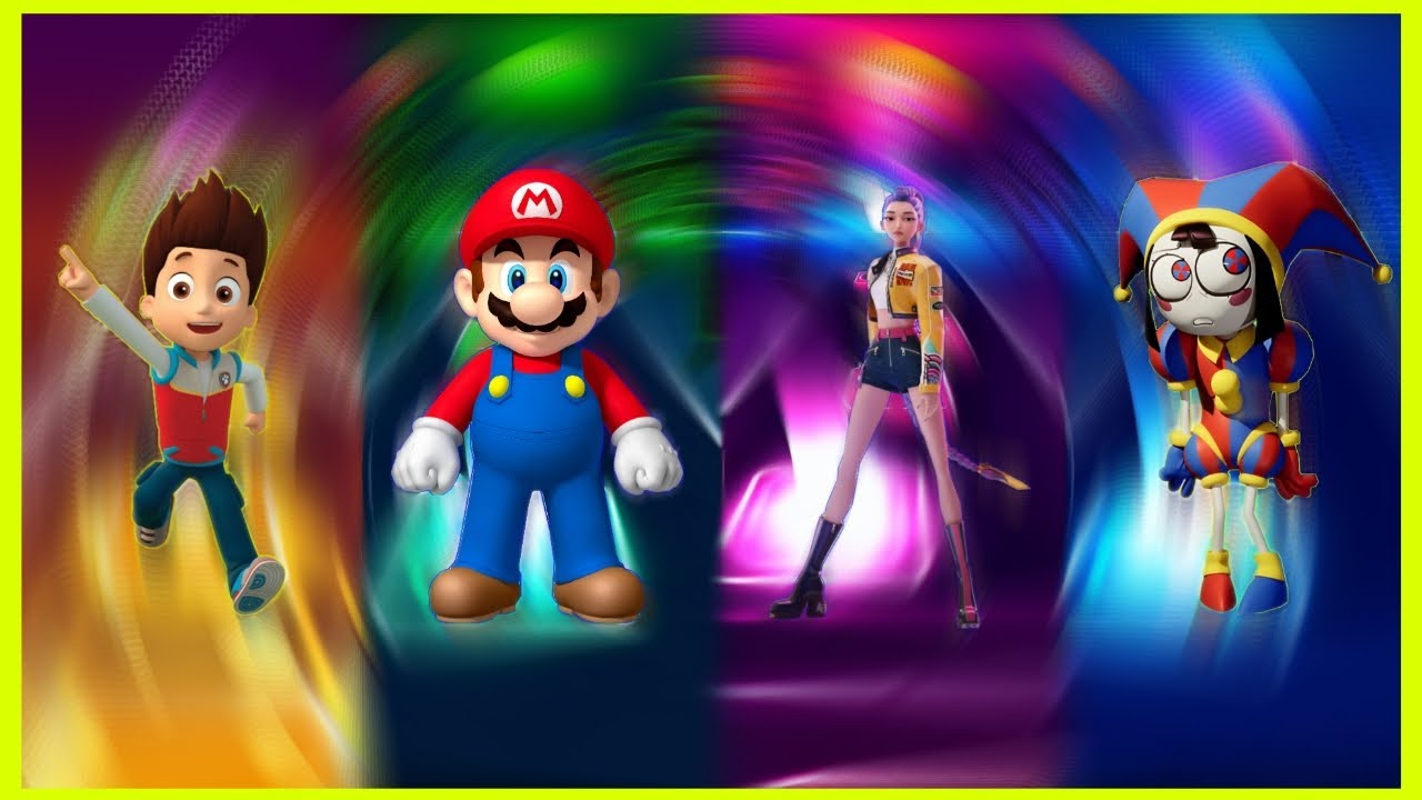 The Paw Patrol Ryder vs Super Mario vs Kpop Demon Hunters vs Pomni - Tiles Hop | INSANE!