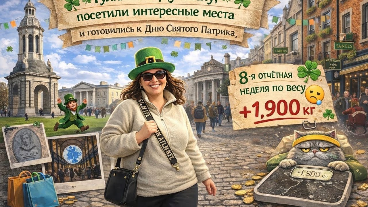 Восьмая отчётная неделя по весу😊Прогулка по Дублину 🇨🇮🍀