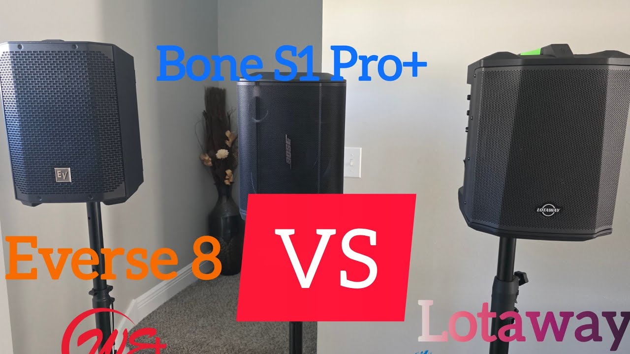Comparing Three Battery Powered PA Speakers Everse 8, Bose S1 Pro+ and Lotaway Y1X-120