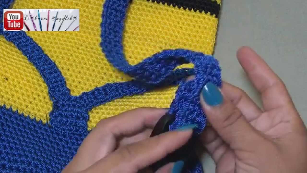 PASO 6 DE 6: MOCHILA INFANTIL MINION TEJIDA A CROCHET (TIRANTES Y PETO) | Labores Angélika |