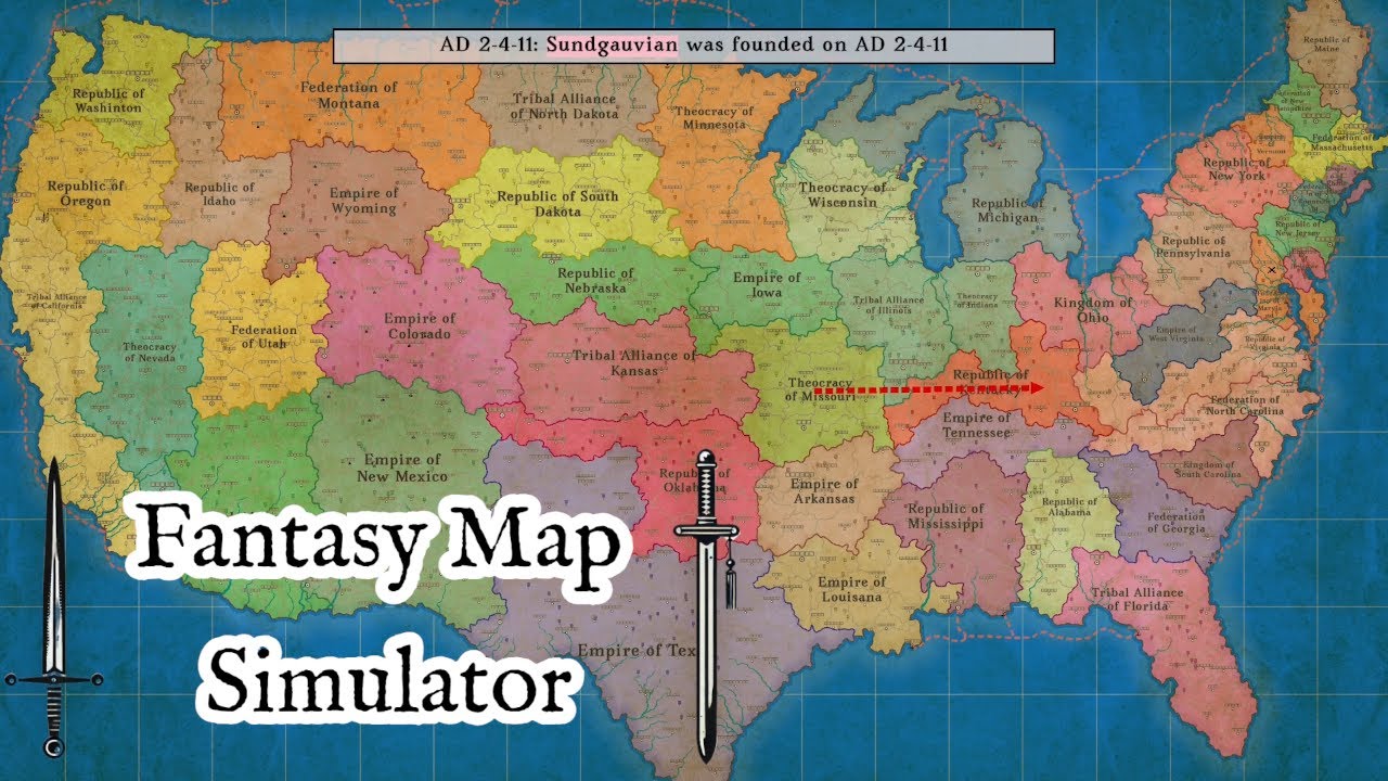 United States 300 Year Timelapse in Fantasy Map Simulator!