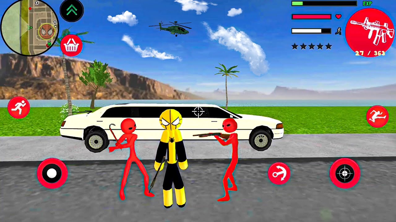 Mafia Spider-Stickman Rope Hero #4 - Fun Limo Car at NY City - Android Gameplay