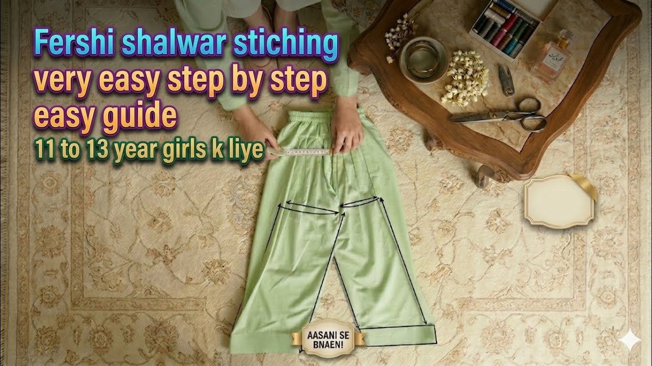  11 to13 yr Fershi shalwar stitching || farshi shalwar bany ka trika #viral #trending fershi shalwar