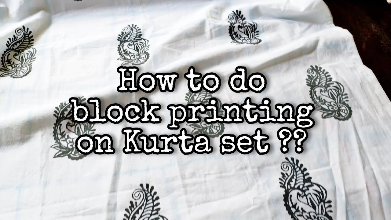 Block Painting on Kurta / Kurti Block printing with Mehendi Block Fabric painting on kurta
