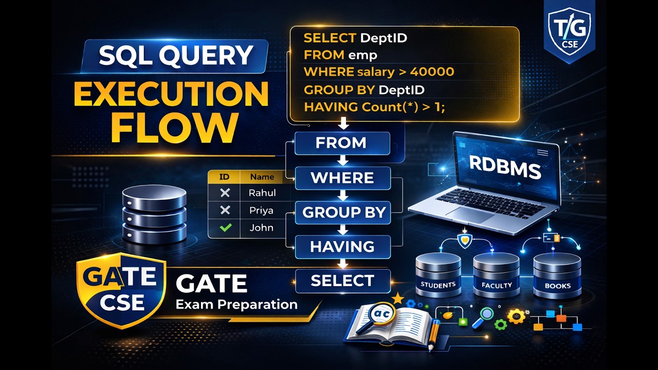 GATE SQL PYQ on GROUP BY & HAVING | Step-by-Step Execution Order