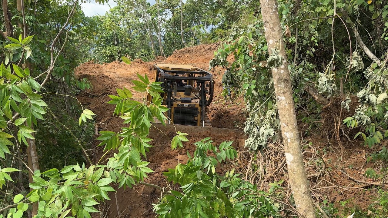 D6R XL Bulldozer Opens a Path on the Mountain Ridge