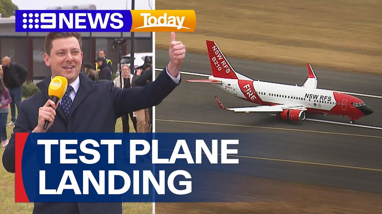 New Western Sydney Airport put to the test with the landing of Boeing 737 | 9 News Australia