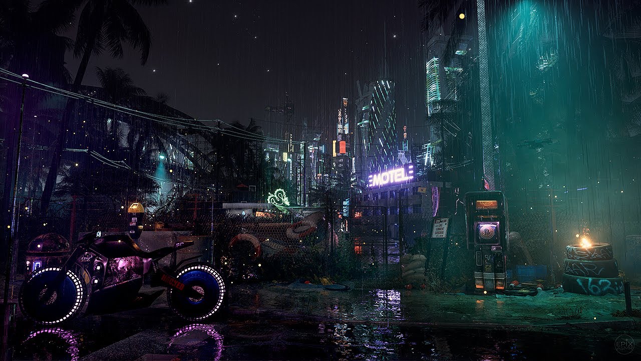 Rainy Night in Cyberpunk 2077 🌃🌧 Rain Sounds for Relaxation & Sleep | Immersive Ambience 4K