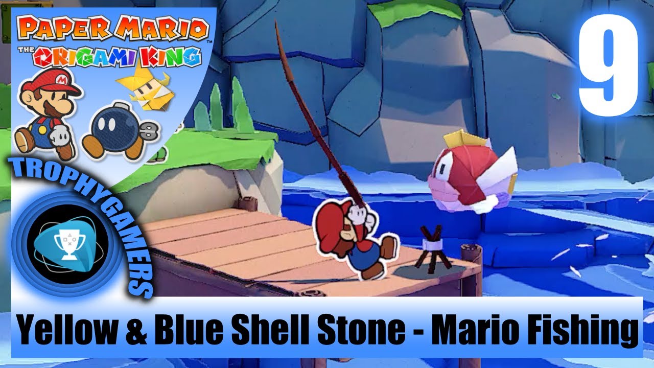 Paper Mario The Origami King - Find Yellow, Blue Shell Stone in Overlook Mountain & Fishing Part 9