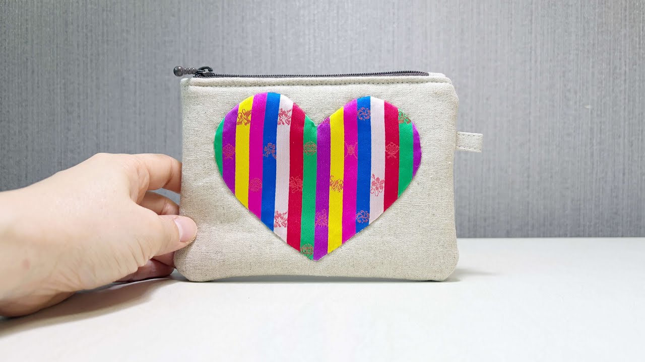 색동 하트 파우치 만들기 | How to make a Korean Saekdong Heart Pouch