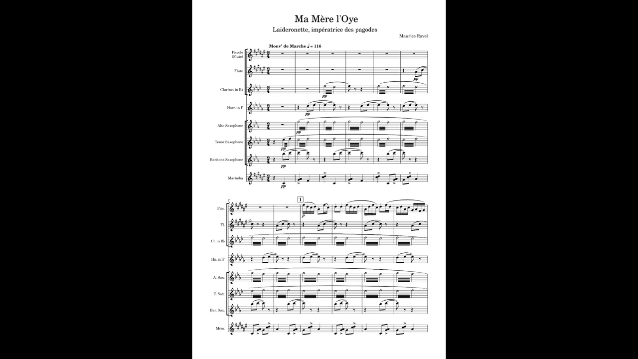 【混合八重奏】「マ・メール・ロワ」より　パゴダの女王レドロネット(ラヴェル) Ma Mère l'Oye (Maurice Ravel)【管打八重奏】