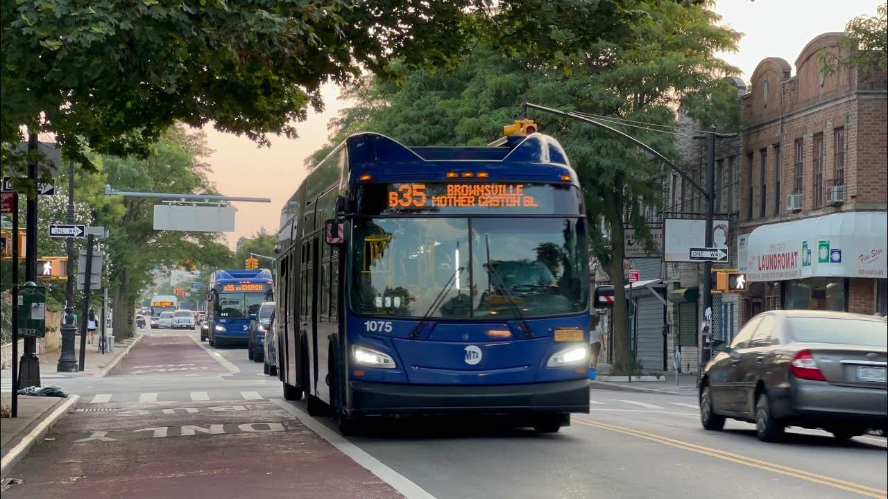 MTA New York City Bus New Flyer Industries “Xcelsior” XN60 Artics on Route B35 Along Church Avenue