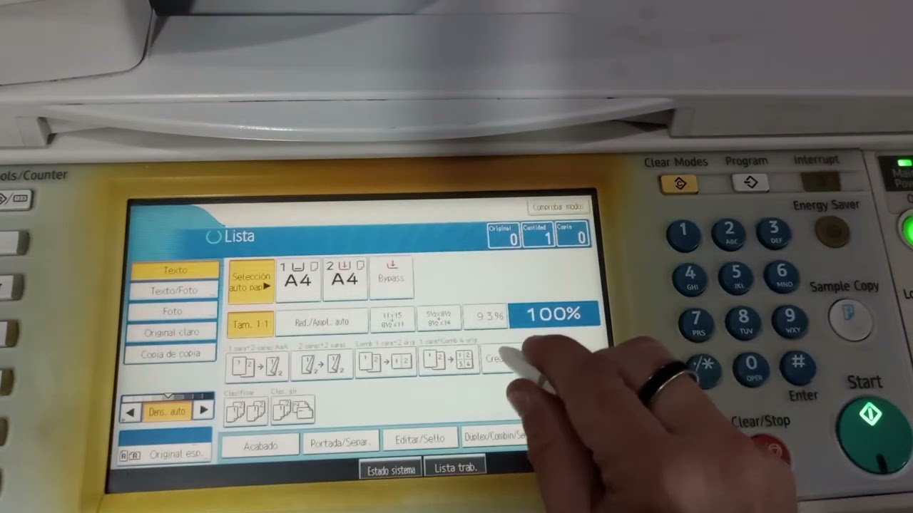 Calibración y reactivación de panel Touch en fotocopiadora Ricoh.