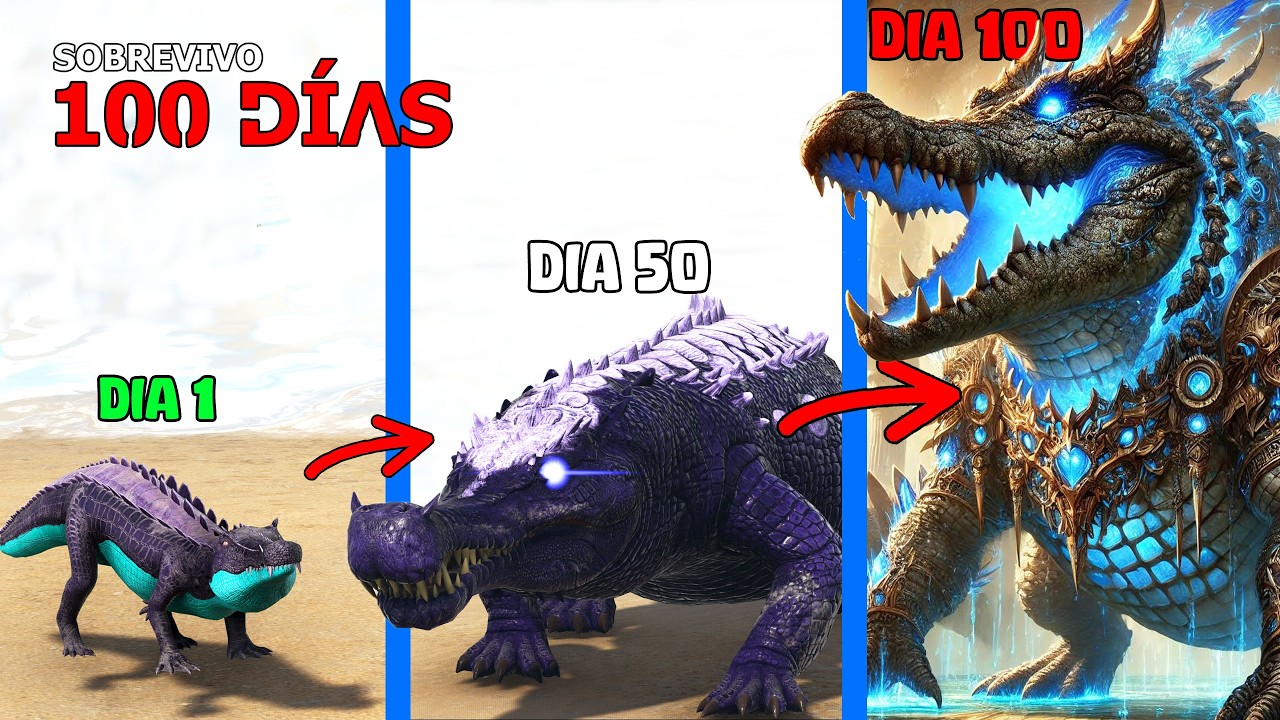 SOBREVIVÍ 100 DÍAS como COCODRILO DINOSAURIO DIOS en ARK HARDCORE y Evoluciono en cocodrilo Godzilla