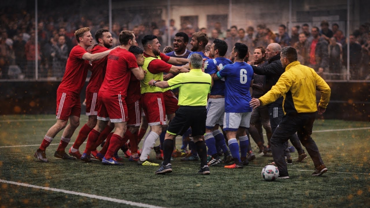 TWO TEAMS BATTLE IT OUT FOR $2000 PRIZE!! BENCH CLEARING SCUFFLE, BLUE CARDS, FIGHT FOR EVERY BALL!!