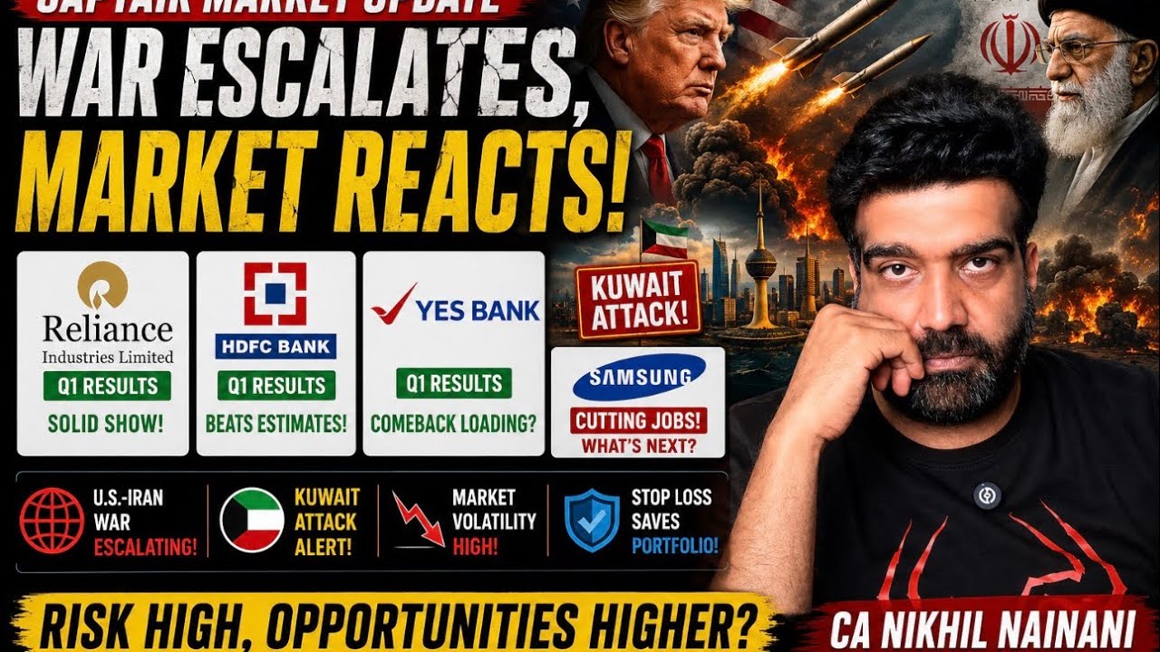 US-Iran War + Kuwait Attack = Monday Market Crash? Reliance & HDFC Results | Stop Loss Alert