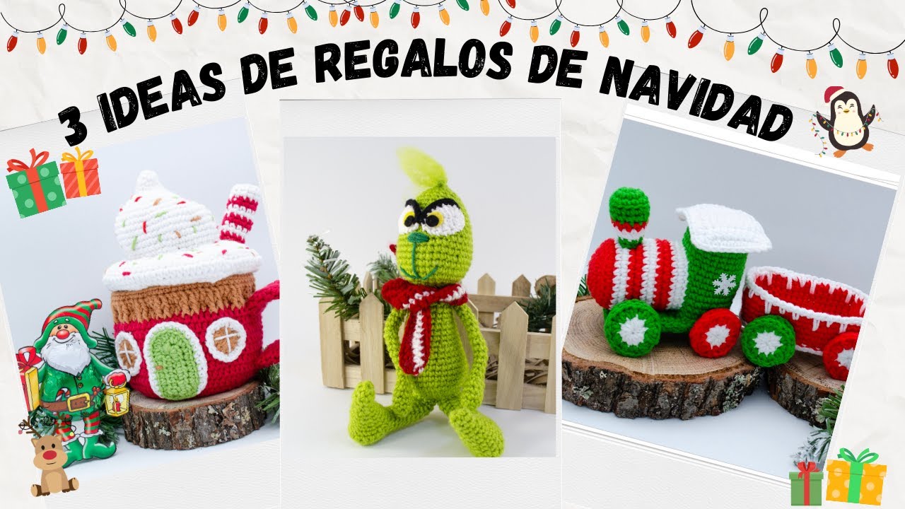 3 Ideas Para Tejer Regalos de Navidad/3 Crochet Christmas Gift Ideas