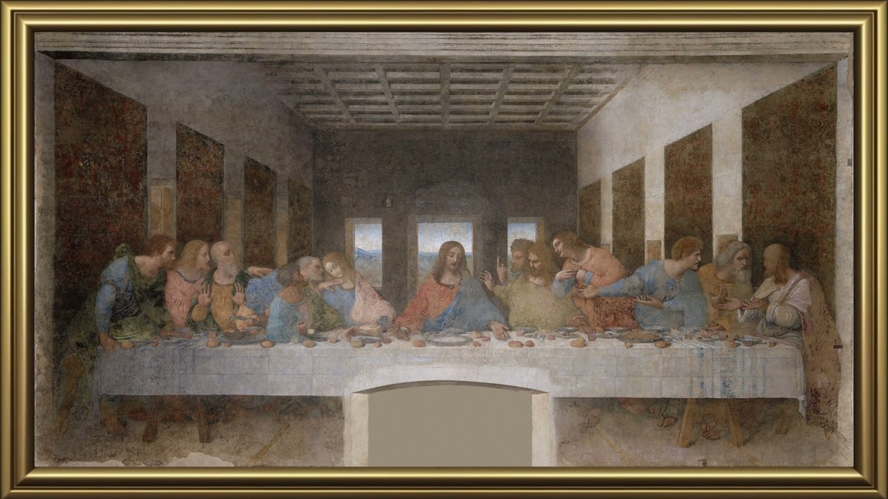 The Last Supper Painting | Jesus Christ | Gold Frame Art for TV Wallpaper | Holy Bible |