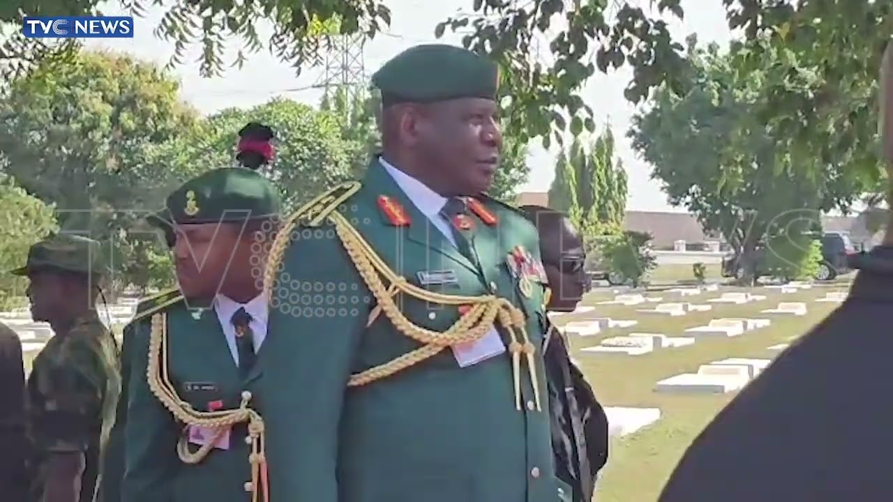 WATCH: Acting Chief Of Army Staff, Lt General Olufemi Oluyede Arrives National Cemetery