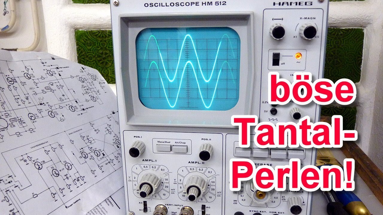 Reparatur Hameg Oszilloskop HM 512-4, böse Tantal-Elkos! Oscilloscope repair tantalum capacitors