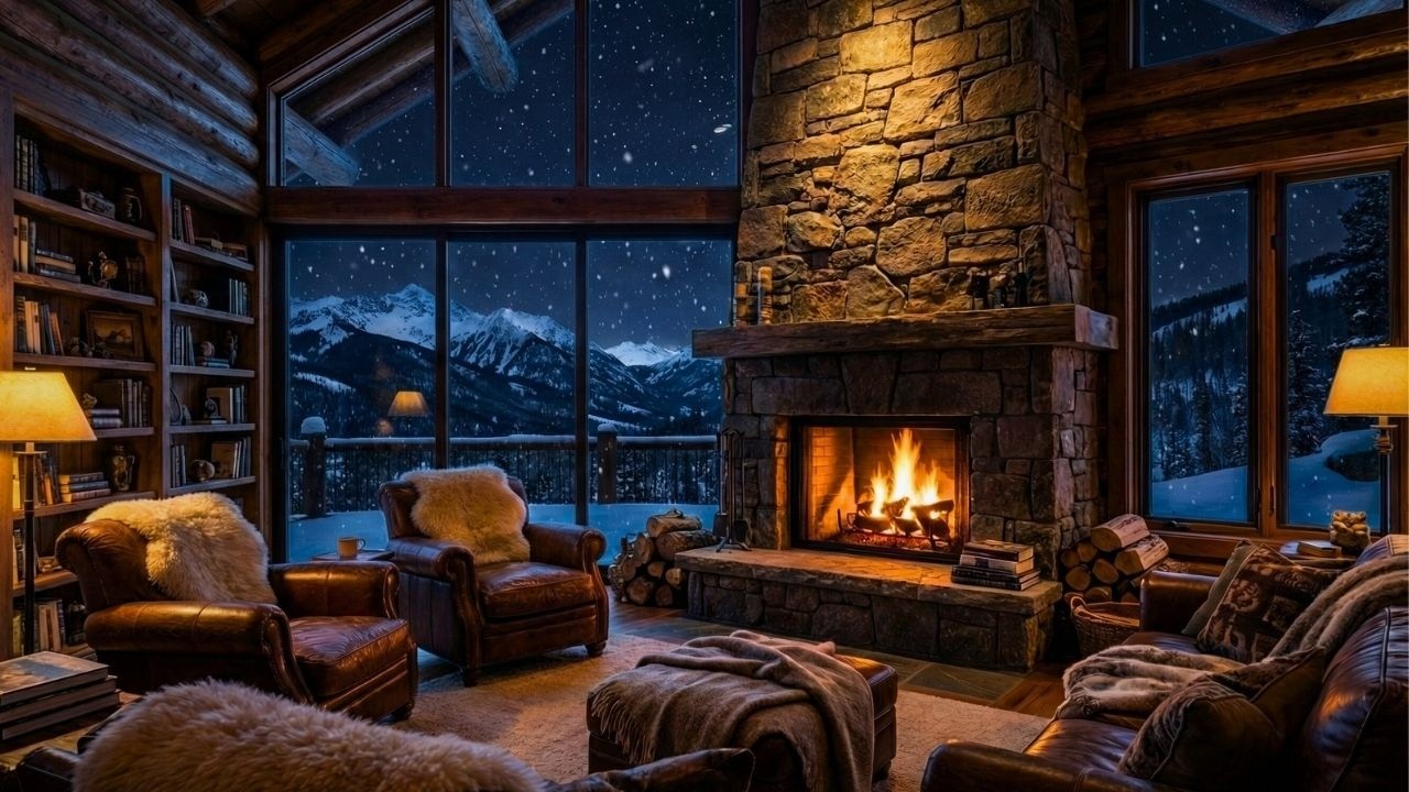 You Are Safe Here 🏔️ Cozy Cabin Ambience for Sleep, Study & Overthinking (Fireplace, Piano)